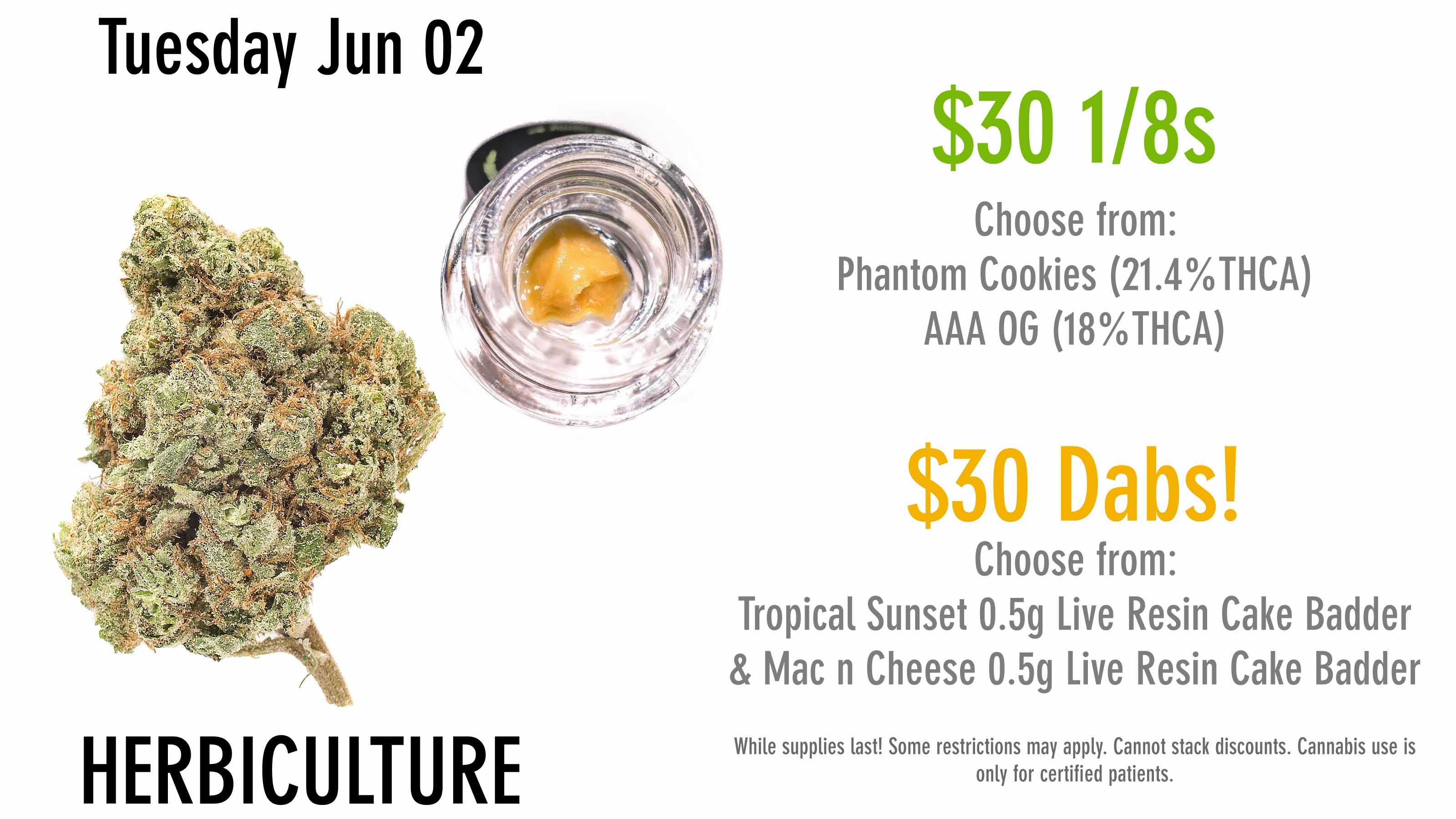 $30 1/8s & Dabs! *Jun 2 Only
